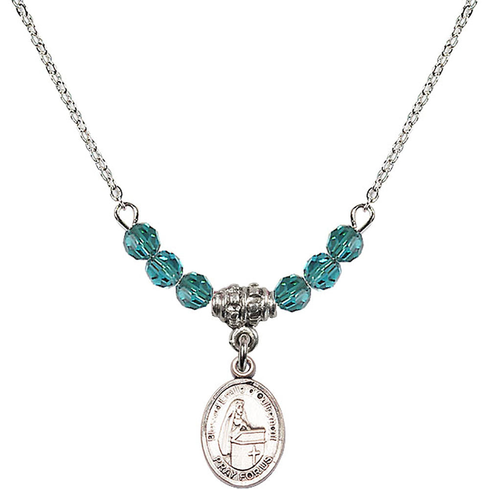 Sterling Silver Blessed Emilee Doultremont Birthstone Necklace with Zircon Beads - 9390