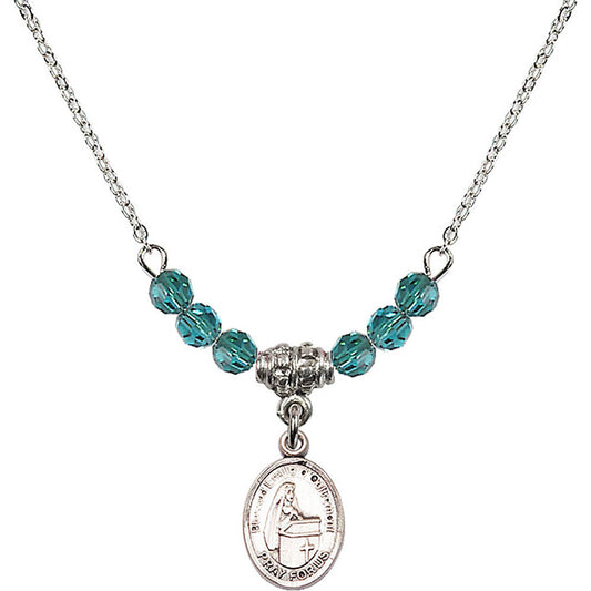 Sterling Silver Blessed Emilee Doultremont Birthstone Necklace with Zircon Beads - 9390