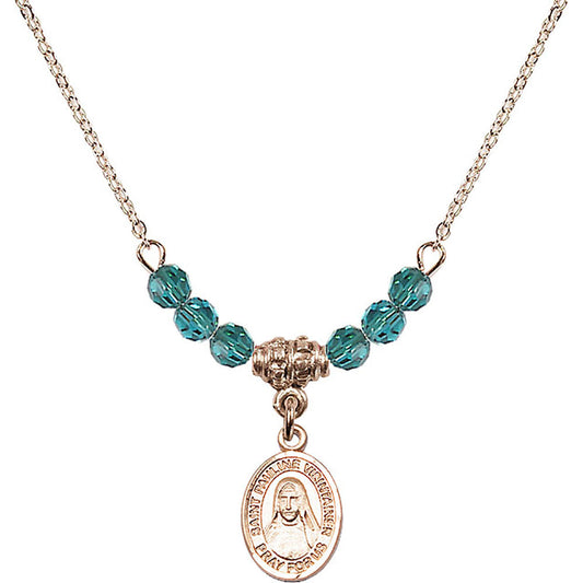 14kt Gold Filled Saint Pauline Visintainer Birthstone Necklace with Zircon Beads - 9391