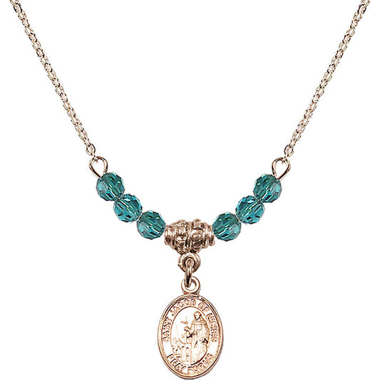14kt Gold Filled Saint Jacob of Nisibis Birthstone Necklace with Zircon Beads - 9392