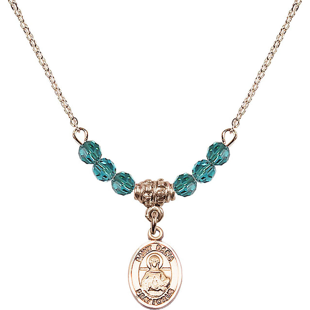 14kt Gold Filled Saint Daria Birthstone Necklace with Zircon Beads - 9396