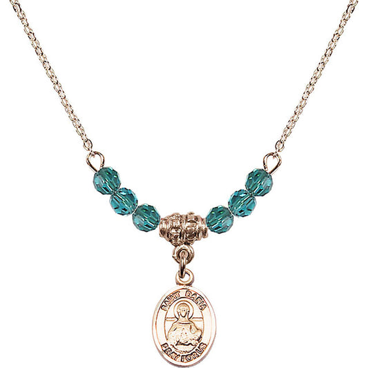14kt Gold Filled Saint Daria Birthstone Necklace with Zircon Beads - 9396