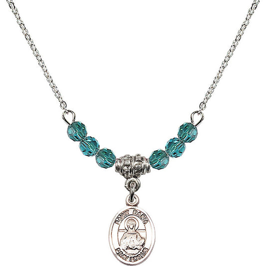 Sterling Silver Saint Daria Birthstone Necklace with Zircon Beads - 9396