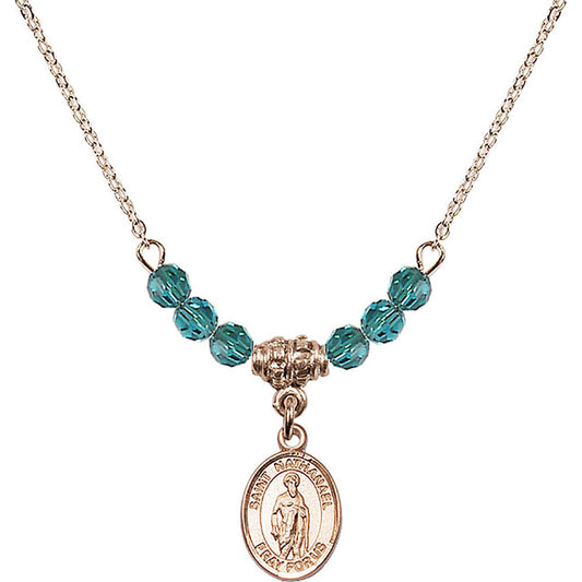14kt Gold Filled Saint Nathanael Birthstone Necklace with Zircon Beads - 9398