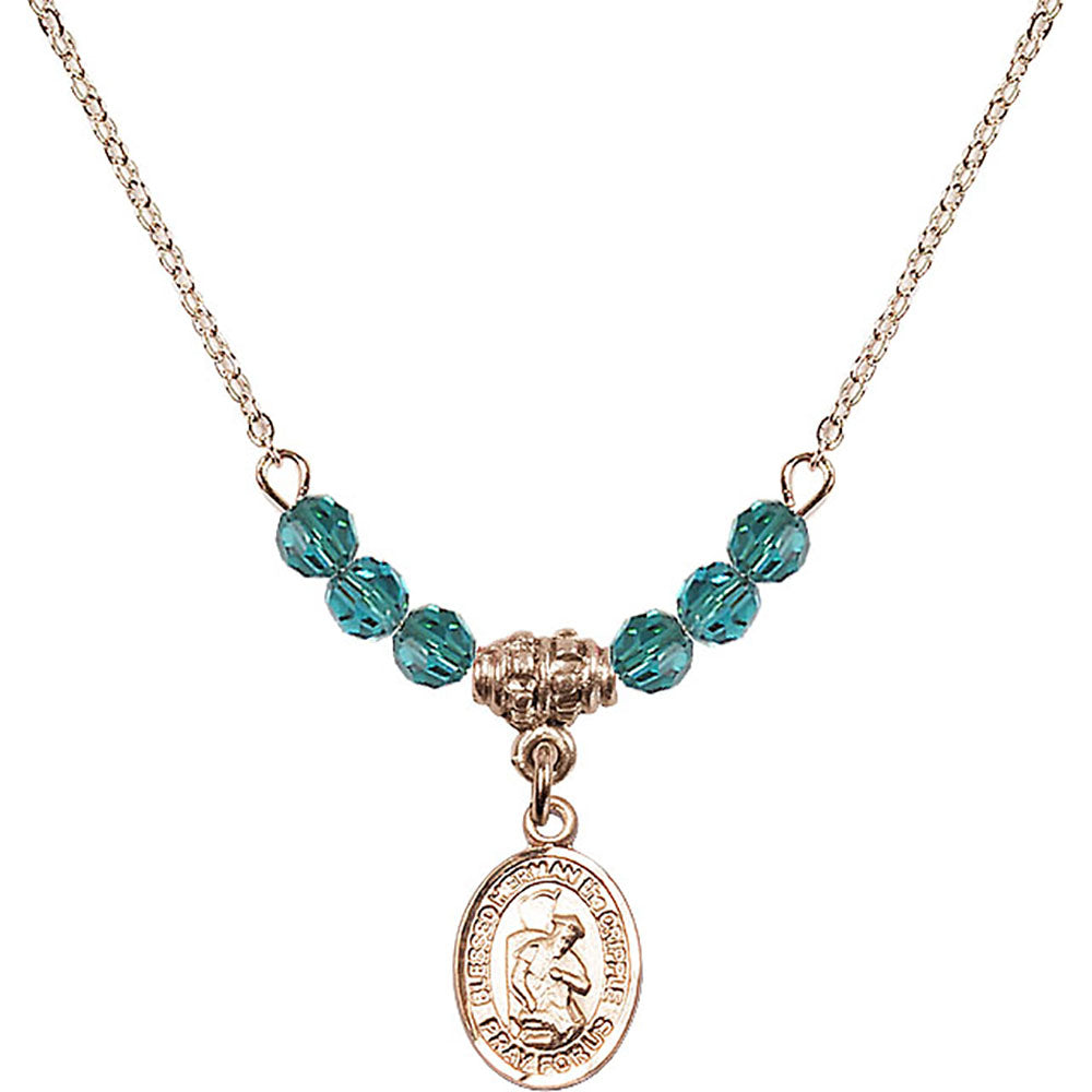 14kt Gold Filled Blessed Herman the Cripple Birthstone Necklace with Zircon Beads - 9403