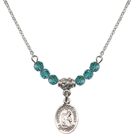 Sterling Silver Blessed Herman the Cripple Birthstone Necklace with Zircon Beads - 9403