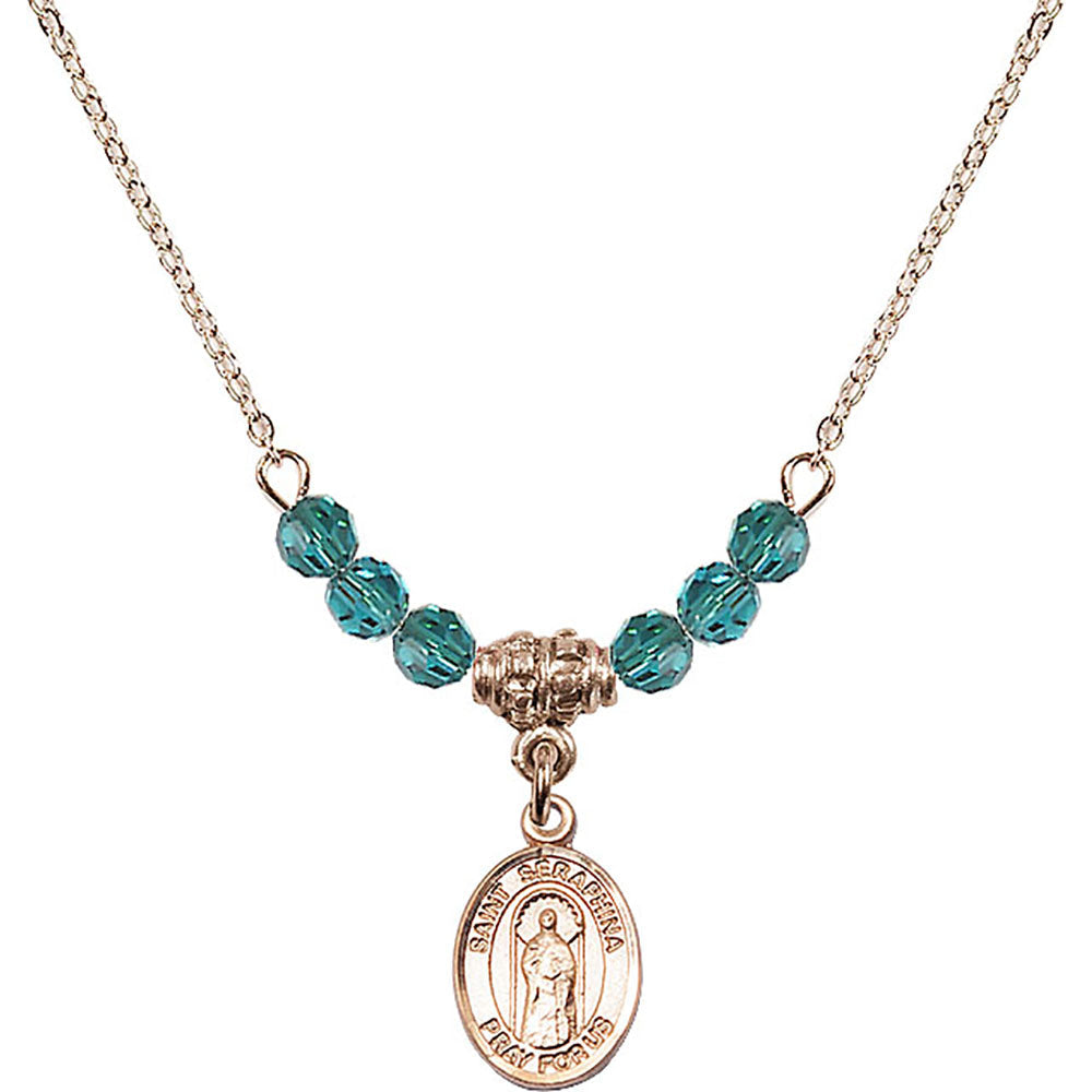 14kt Gold Filled Saint Seraphina Birthstone Necklace with Zircon Beads - 9405