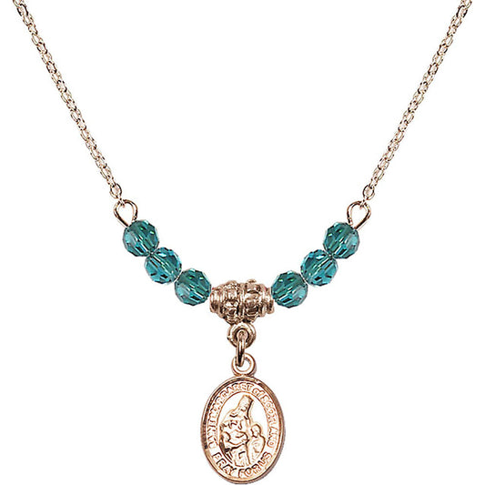 14kt Gold Filled Saint Margaret of Scotland Birthstone Necklace with Zircon Beads - 9407