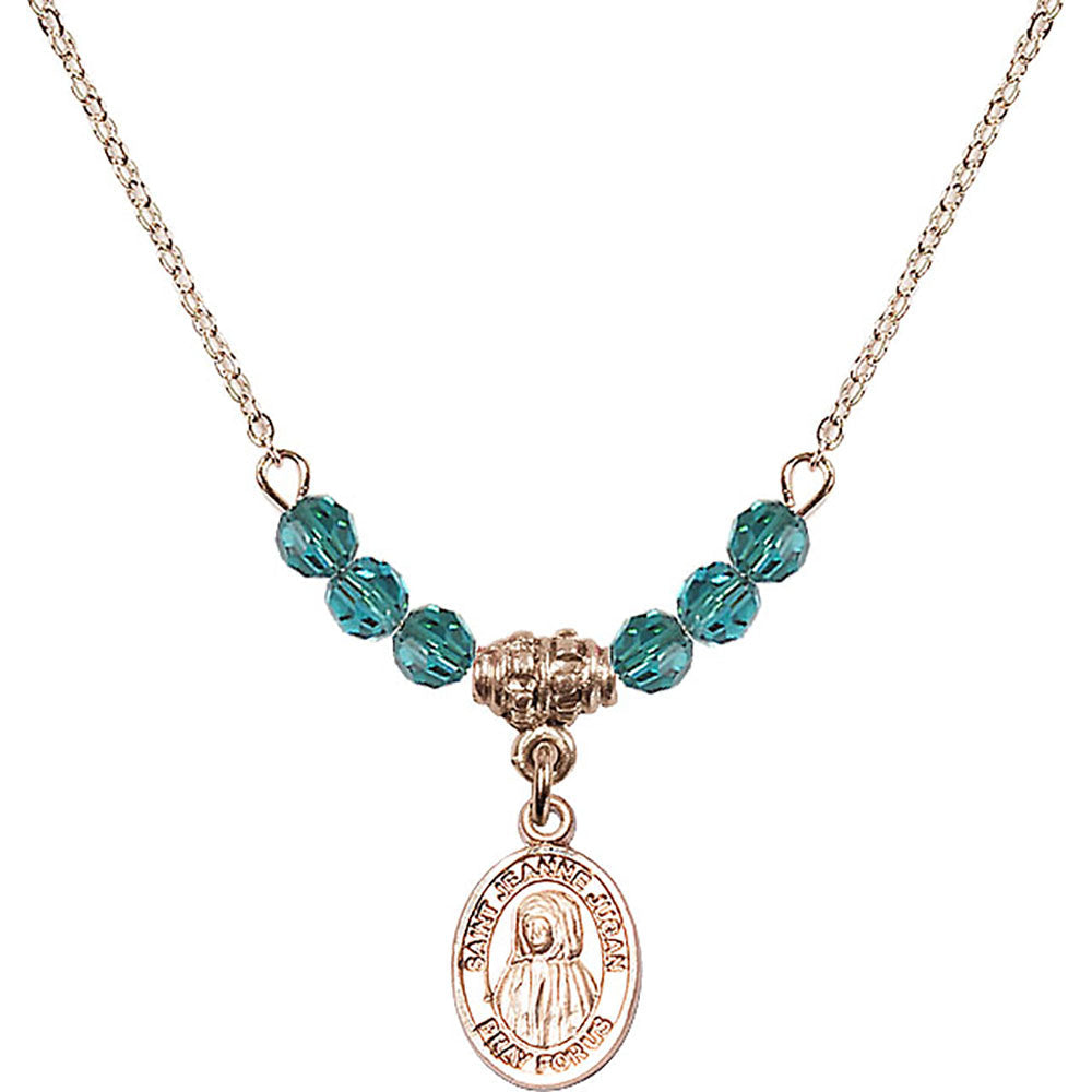 14kt Gold Filled Saint Jeanne Jugan Birthstone Necklace with Zircon Beads - 9409