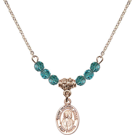 14kt Gold Filled Saint Jeanne Jugan Birthstone Necklace with Zircon Beads - 9409