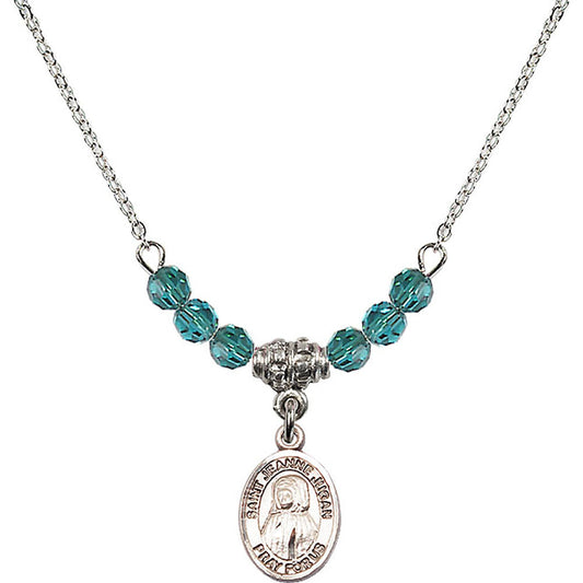 Sterling Silver Saint Jeanne Jugan Birthstone Necklace with Zircon Beads - 9409