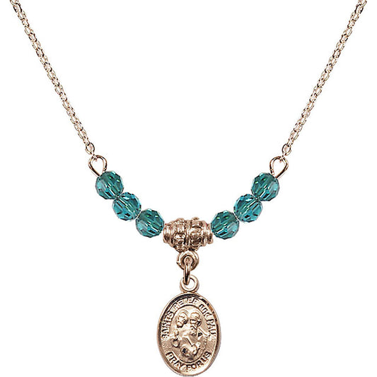 14kt Gold Filled Saints Peter & Paul Birthstone Necklace with Zircon Beads - 9410