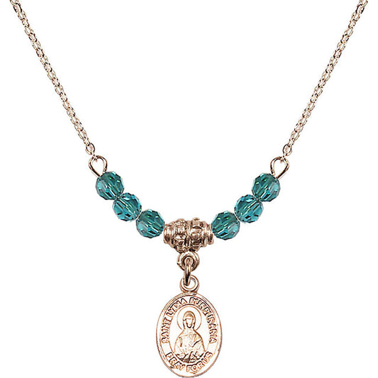 14kt Gold Filled Saint Lydia Purpuraria Birthstone Necklace with Zircon Beads - 9411