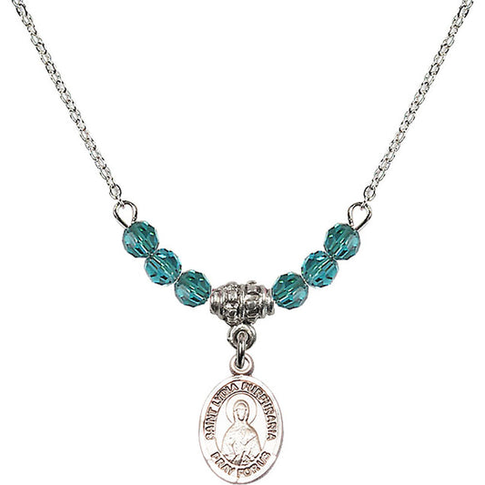 Sterling Silver Saint Lydia Purpuraria Birthstone Necklace with Zircon Beads - 9411