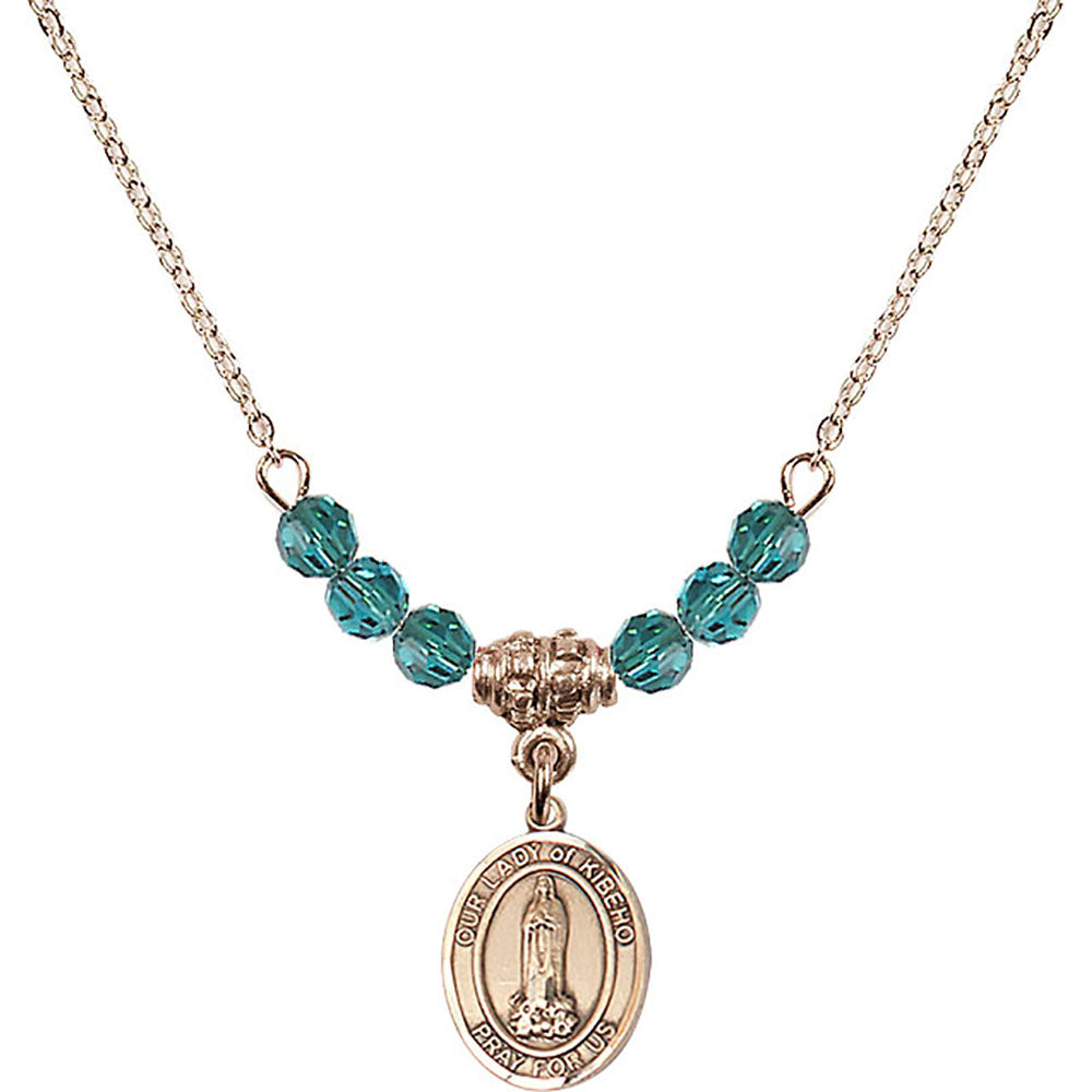 14kt Gold Filled Our Lady of Kibeho Birthstone Necklace with Zircon Beads - 9414