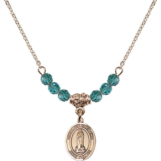 14kt Gold Filled Our Lady of Kibeho Birthstone Necklace with Zircon Beads - 9414