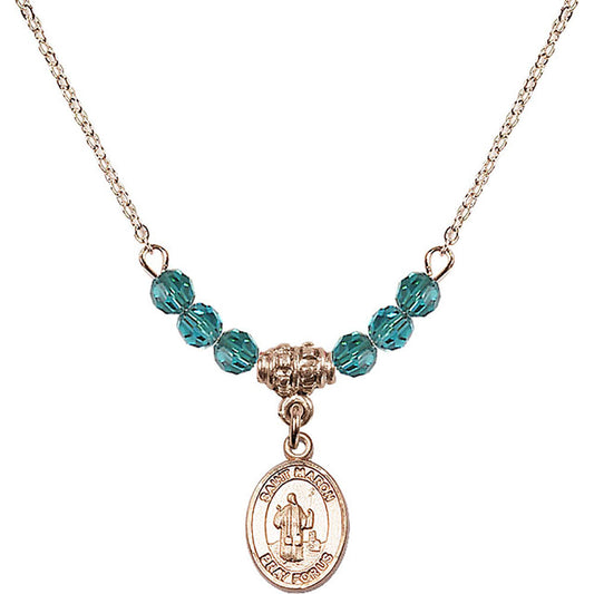 14kt Gold Filled Saint Maron Birthstone Necklace with Zircon Beads - 9417