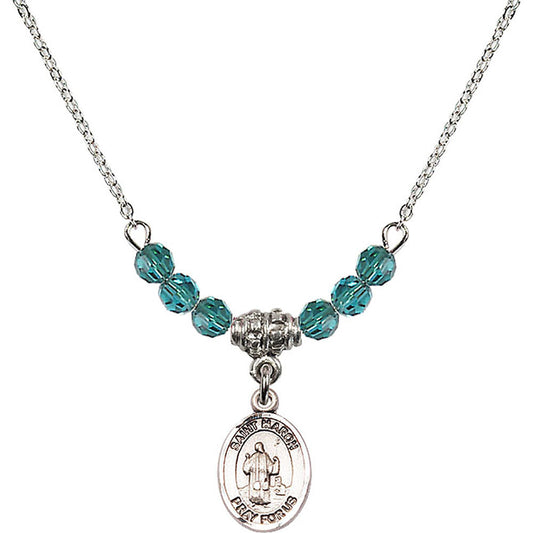 Sterling Silver Saint Maron Birthstone Necklace with Zircon Beads - 9417
