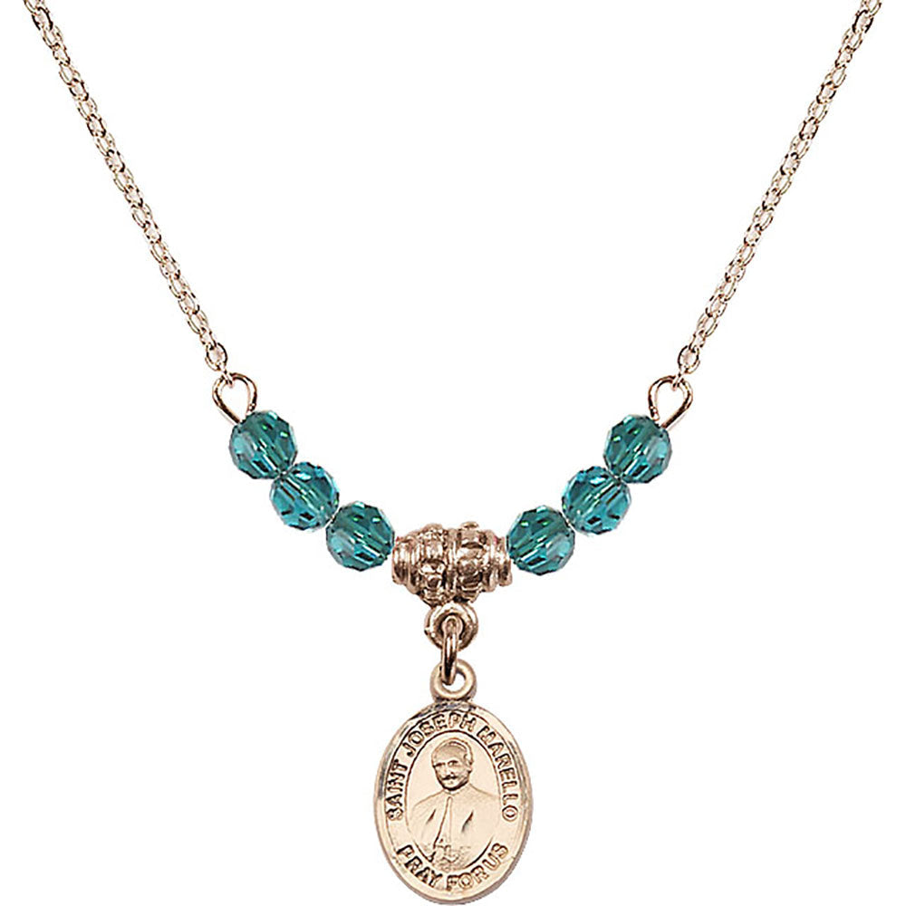 14kt Gold Filled Saint Joseph Marello Birthstone Necklace with Zircon Beads - 9430