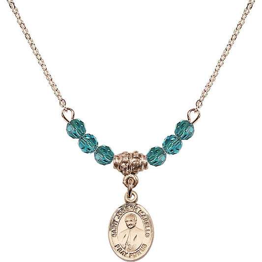 14kt Gold Filled Saint Joseph Marello Birthstone Necklace with Zircon Beads - 9430