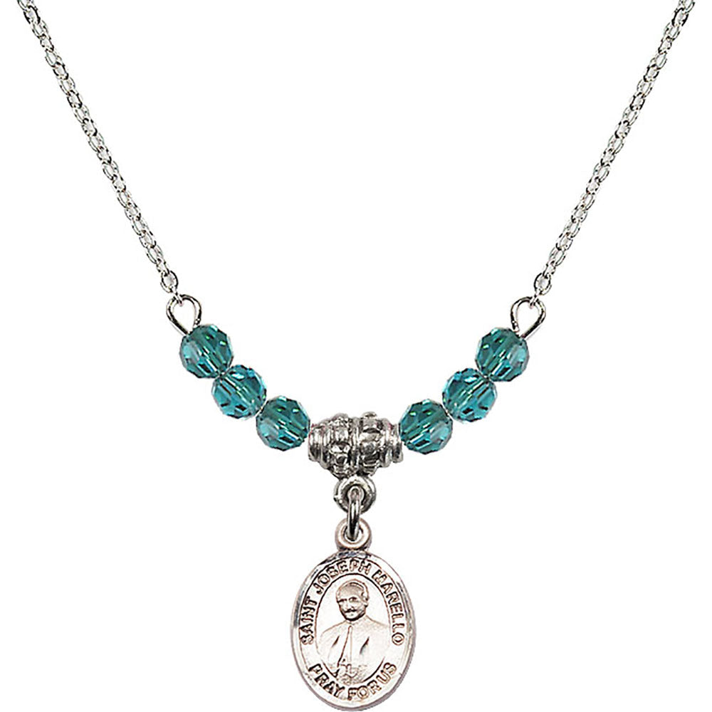 Sterling Silver Saint Joseph Marello Birthstone Necklace with Zircon Beads - 9430
