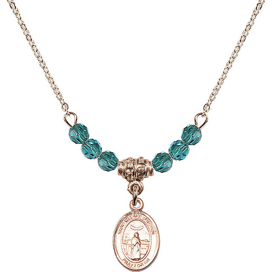 14kt Gold Filled Saint Medard of Noyon Birthstone Necklace with Zircon Beads - 9444