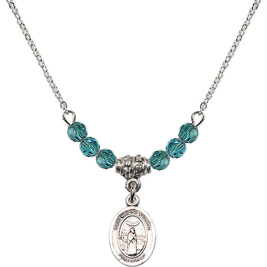 Sterling Silver Saint Medard of Noyon Birthstone Necklace with Zircon Beads - 9444