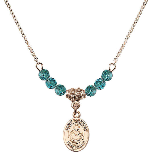 14kt Gold Filled Saint Norbert of Xanten Birthstone Necklace with Zircon Beads - 9447