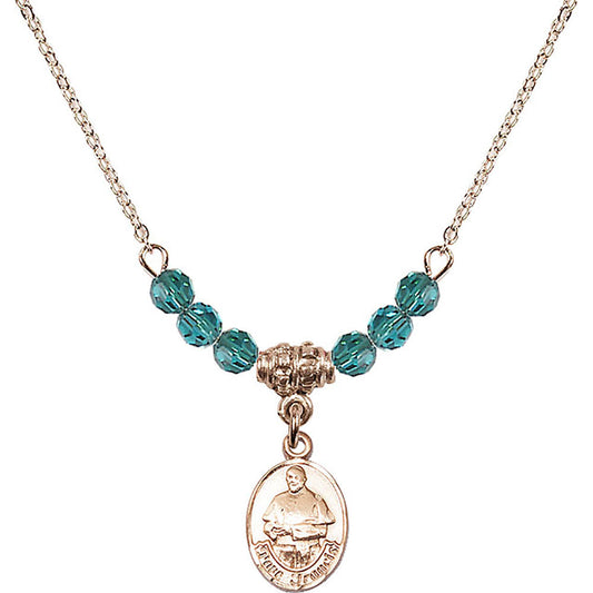 14kt Gold Filled Pope Francis Birthstone Necklace with Zircon Beads - 9451