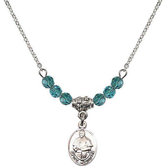 Sterling Silver Pope Francis Birthstone Necklace with Zircon Beads - 9451