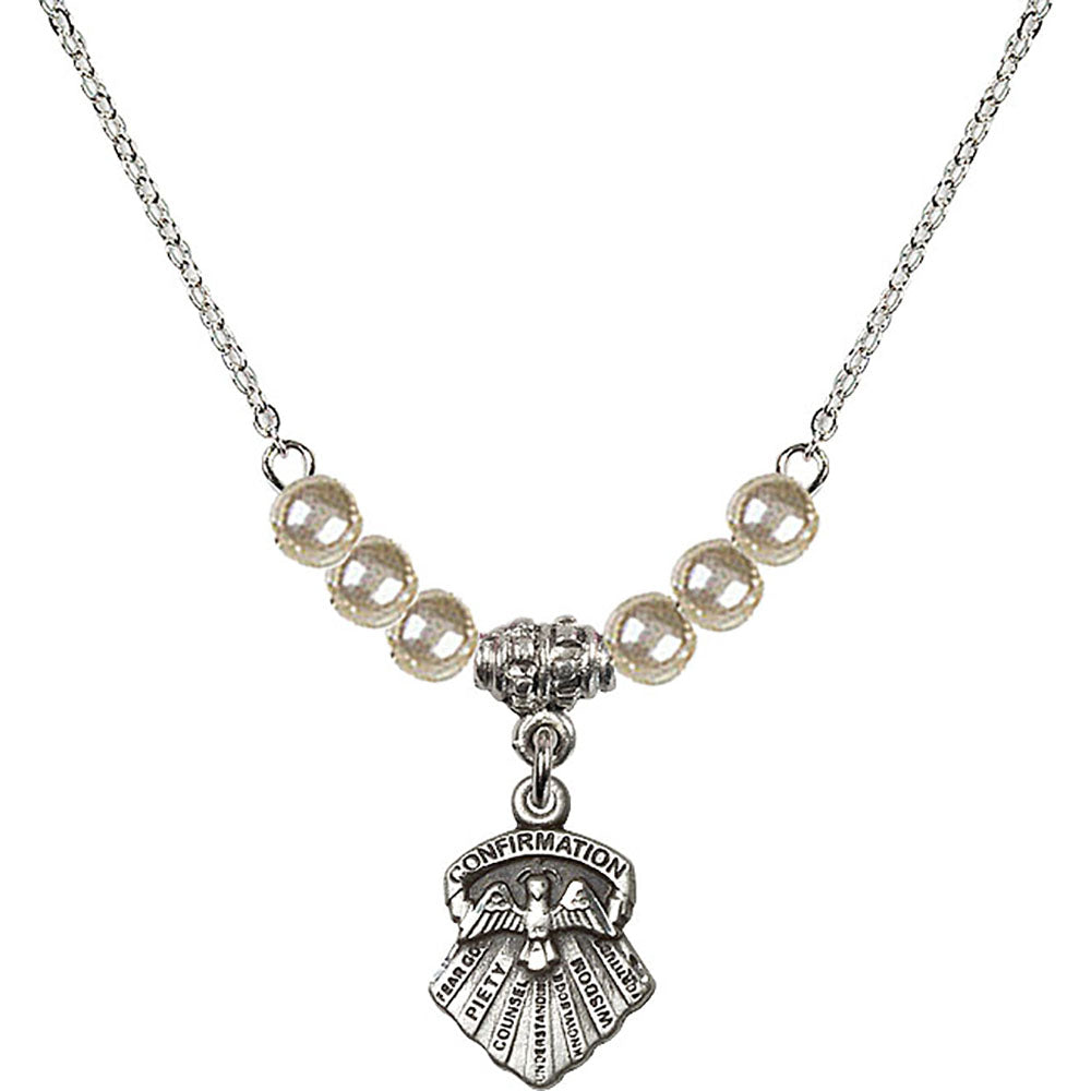 Sterling Silver Seven Gifts Birthstone Necklace with Faux-Pearl Beads - 0887