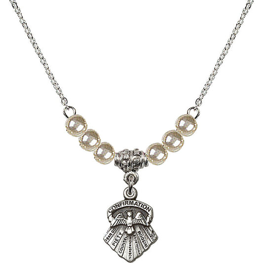 Sterling Silver Seven Gifts Birthstone Necklace with Faux-Pearl Beads - 0887