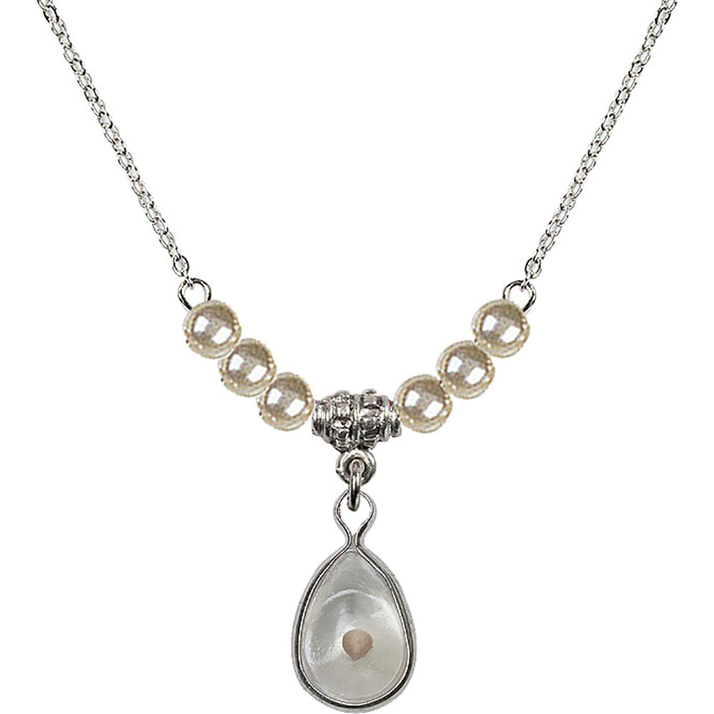 Sterling Silver Mustard Seed Birthstone Necklace with Faux-Pearl Beads - 1700