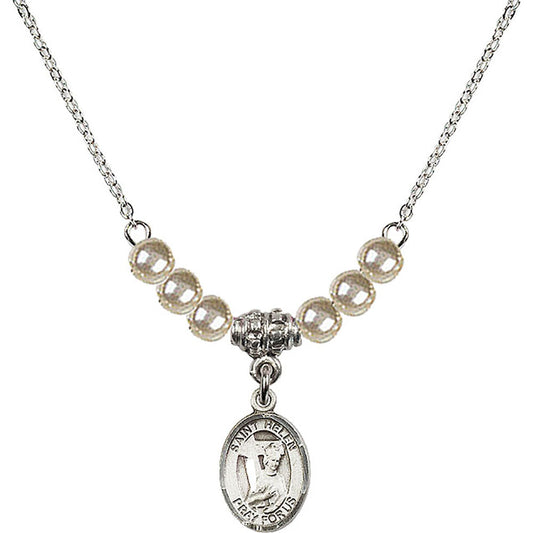 Sterling Silver Saint Helen Birthstone Necklace with Faux-Pearl Beads - 9043