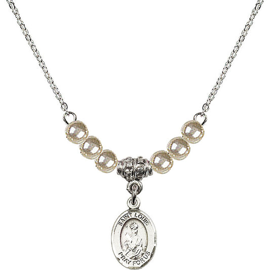 Sterling Silver Saint Louis Birthstone Necklace with Faux-Pearl Beads - 9081