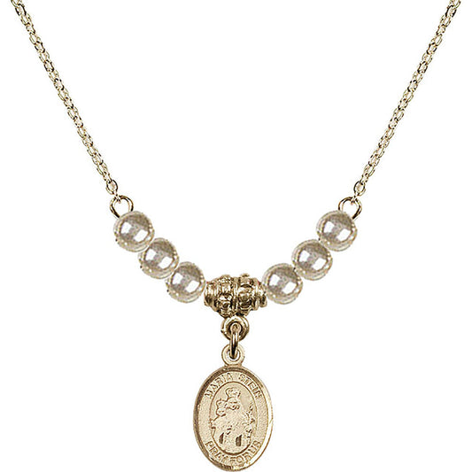 14kt Gold Filled Maria Stein Birthstone Necklace with Faux-Pearl Beads - 9133
