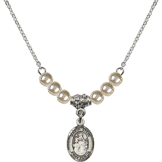 Sterling Silver Maria Stein Birthstone Necklace with Faux-Pearl Beads - 9133