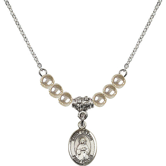 Sterling Silver Saint Lillian Birthstone Necklace with Faux-Pearl Beads - 9226