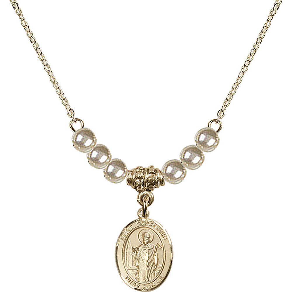 14kt Gold Filled Saint Wolfgang Birthstone Necklace with Faux-Pearl Beads - 9323