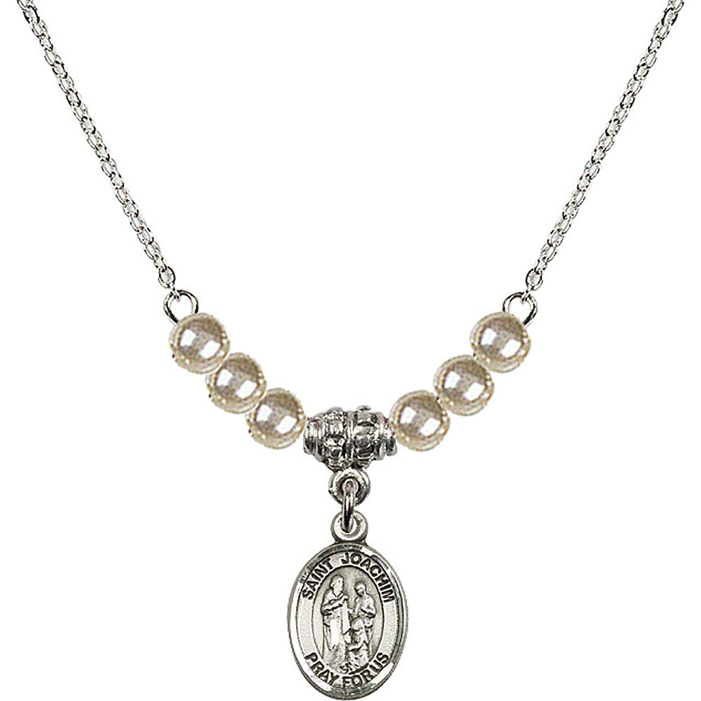 Sterling Silver Saint Joachim Birthstone Necklace with Faux-Pearl Beads - 9348