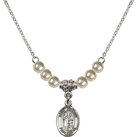 Sterling Silver Saint Joachim Birthstone Necklace with Faux-Pearl Beads - 9348