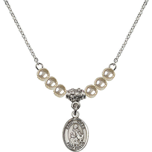 Sterling Silver Saint Giles Birthstone Necklace with Faux-Pearl Beads - 9349