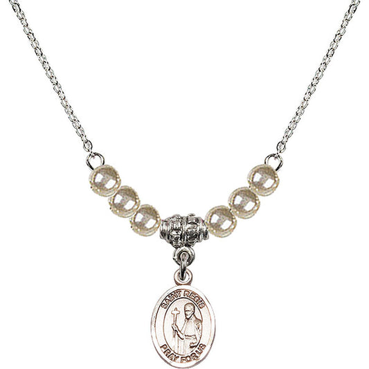 Sterling Silver Saint Regis Birthstone Necklace with Faux-Pearl Beads - 9380