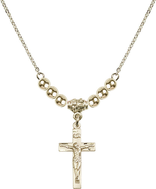 14kt Gold Filled Crucifix Birthstone Necklace with Gold Filled Beads - 0001