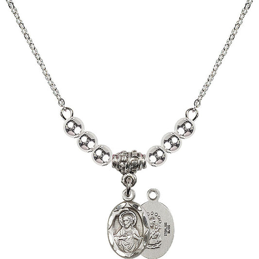Sterling Silver Scapular Birthstone Necklace with Sterling Silver Beads - 0301