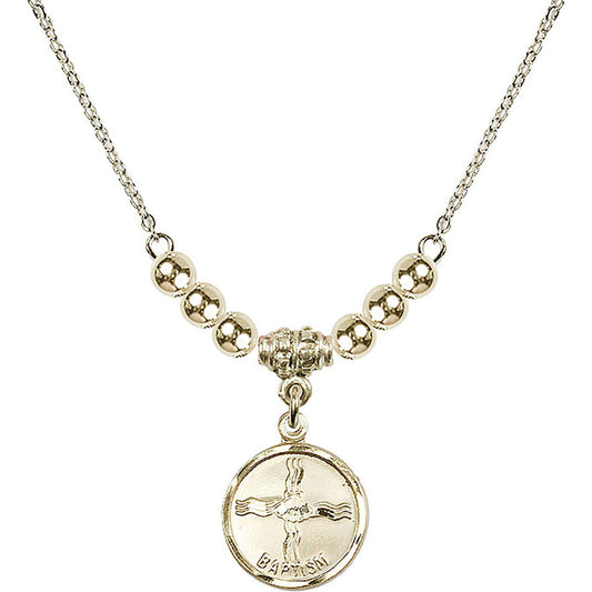 14kt Gold Filled Baptism Birthstone Necklace with Gold Filled Beads - 0601