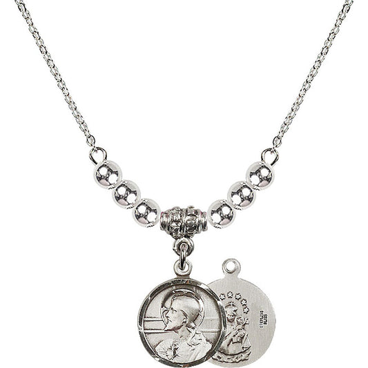 Sterling Silver Scapular Birthstone Necklace with Sterling Silver Beads - 0601