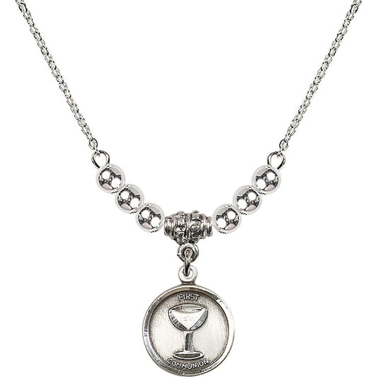 Sterling Silver Communion Birthstone Necklace with Sterling Silver Beads - 0601