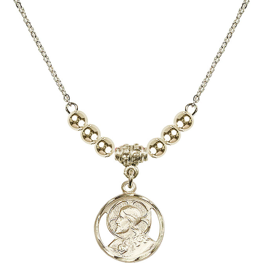 14kt Gold Filled Scapular Birthstone Necklace with Gold Filled Beads - 0611