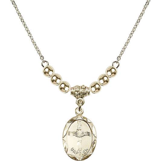 14kt Gold Filled Baptism Birthstone Necklace with Gold Filled Beads - 0612